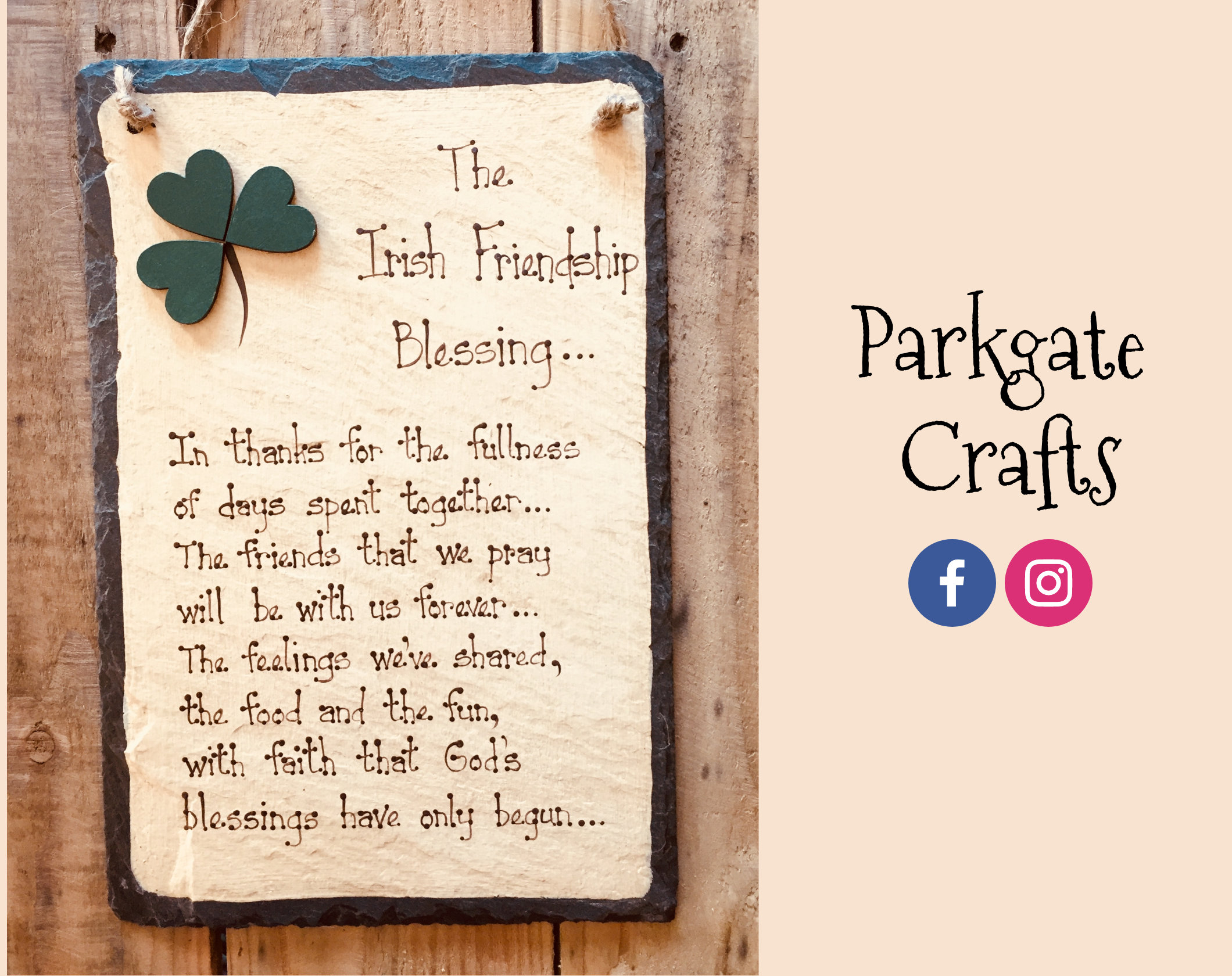 The Irish Friendship Blessing - Slate Hanging Sign - Personalise