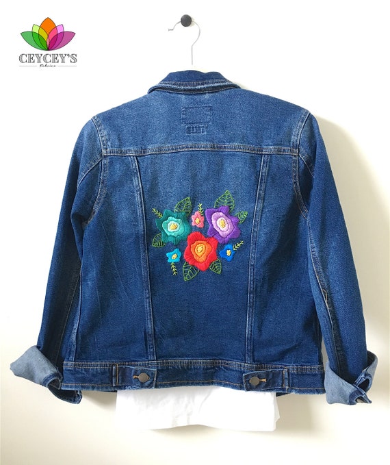 floral denim jacket womens