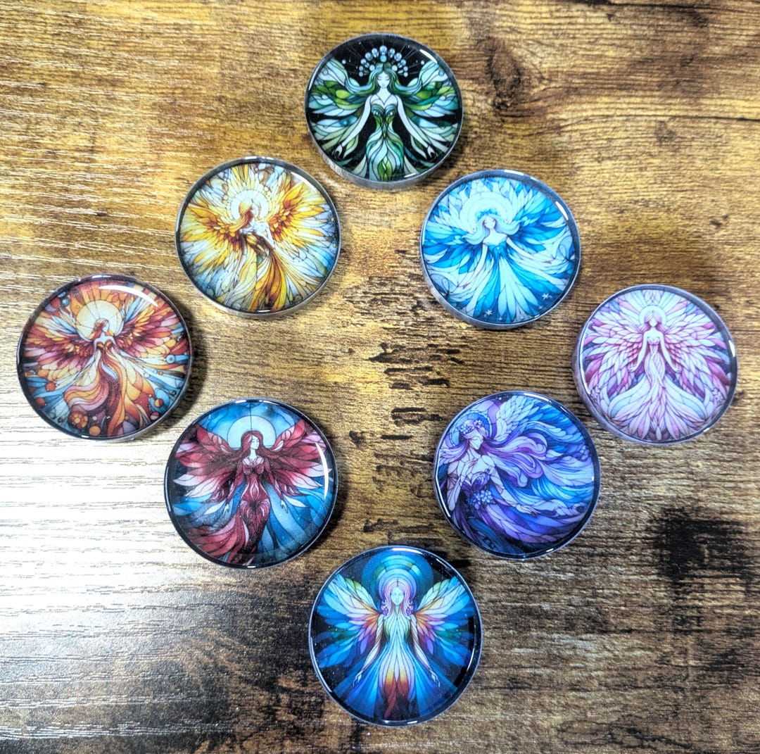 Set of 8, Stained Glass Inspired Angel Resin Magnets - Etsy
