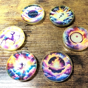 Set of 6,  1.75&quot; Round Sagittarius Resin Magnets