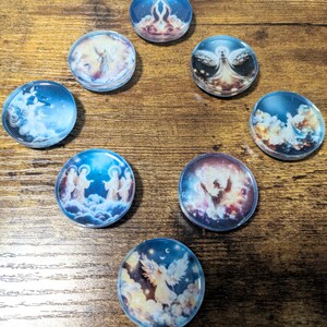 Set of 8, Round Angel Resin Magnets