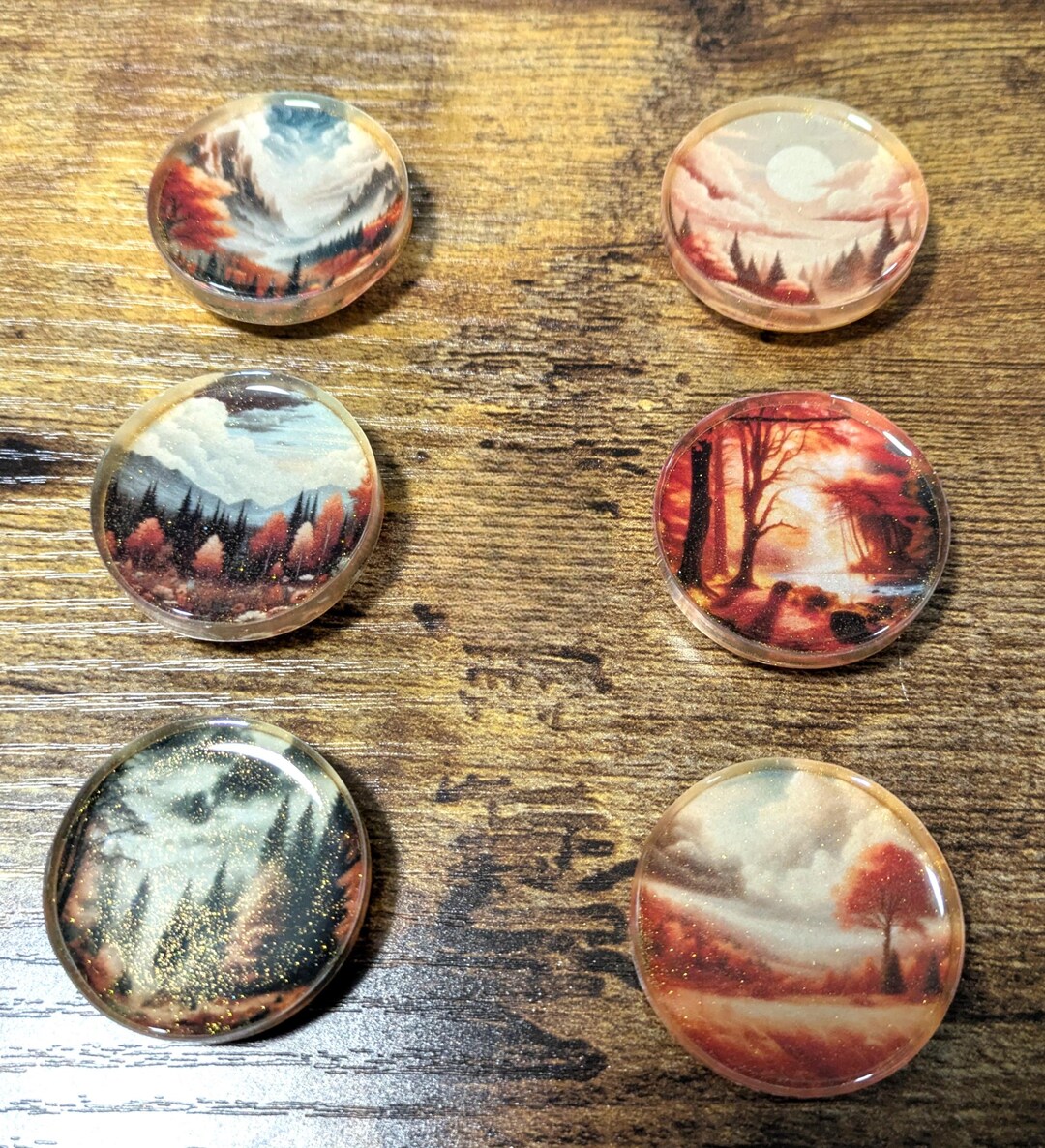 Set of 6, Round Resin Autumn Magnets - Etsy