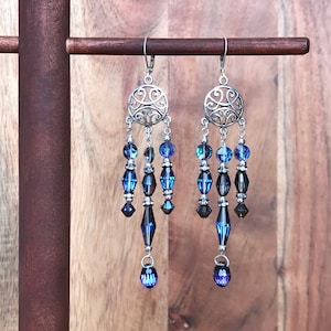 Swarovski Heliotrope, Barrel, Teardrop, Sterling Silver Earrings,Rare Rivoli  6mm beads