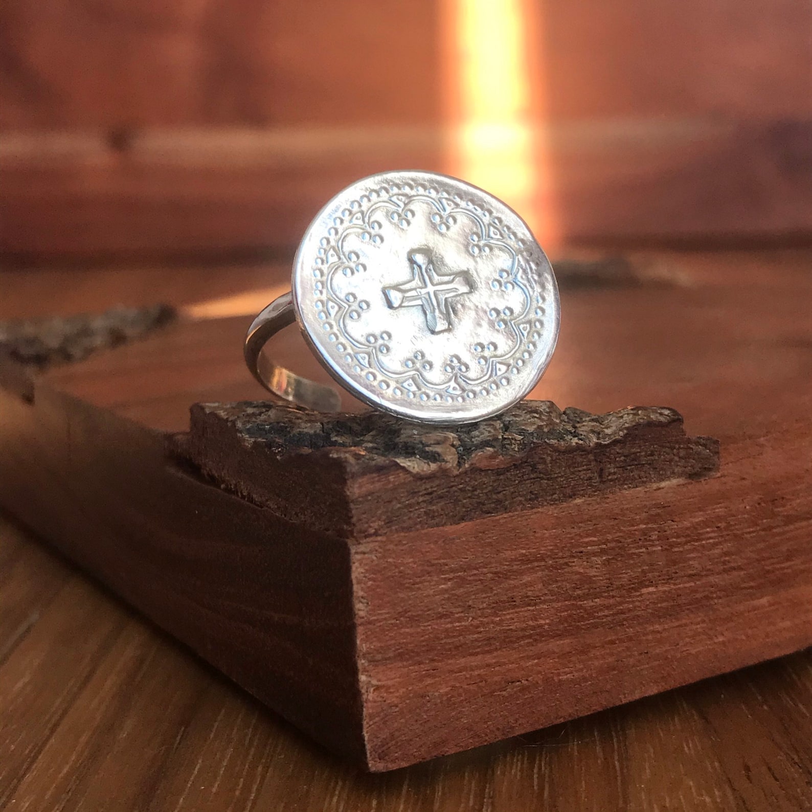 Sterling Silver Cross Medallion Ring 20mm X 25mm Handmade Etsy