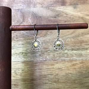 Bronze Sun Earrings Charm Sterling Silver Granulated Circle Earrings