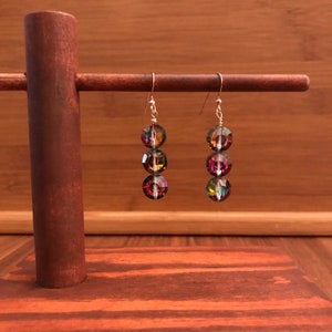 Vintage Swarovski Vitrail Earrings - Art. 5100; Sterling Silver, Boho, Bohemian