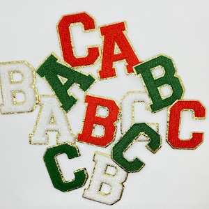 IRON-ON Glitter Chenille Varsity Letter Patches