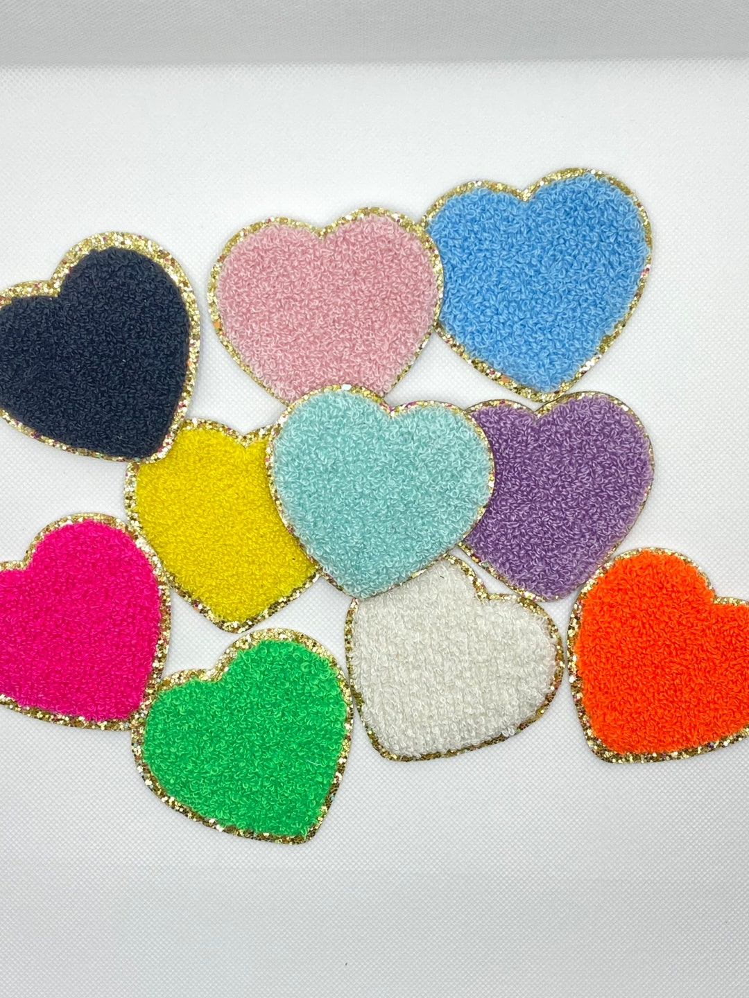 Glitter Varsity Heart Adhesive Patch Etsy