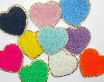 Glitter Varsity Heart Chenille Adhesive Patch
