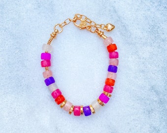 Rainbow Warm Gemstone Bracelet | Forte Beads | Crow Beads | Pony Beads