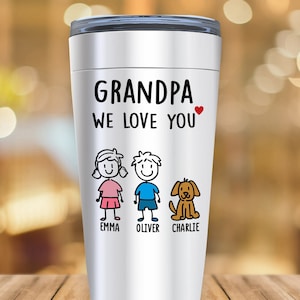 Grandpa Tumbler, Grandpa Birthday Gift, Fathers Day Gift For Grandpa From Granddaughter, Grandfather Gift Papa Stick Personalized 20 oz G047