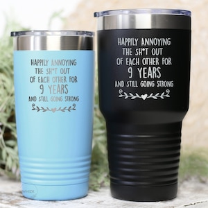 9th Anniversary Tumbler For Him Her 9 Year Wedding Anniversary Gift Husband Wife Women Men Couple Willow Gift, 9th Wedding Anniversary T026