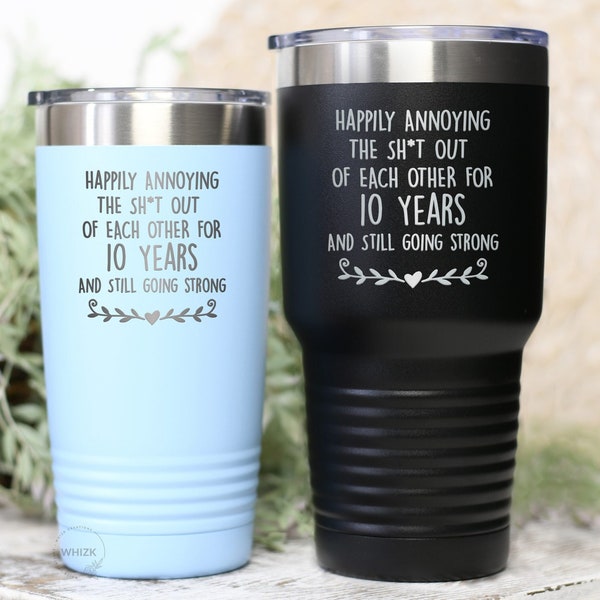 10th Anniversary Tumbler, 10th Anniversary Gifts For Men Women, 10 Yr Anniversary Gifts For Him Her Tin, 10 Year Anniversary Wedding T306