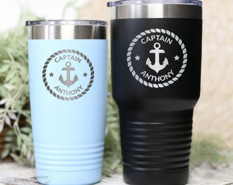 Boat Gifts, Boat Owner Tumbler, Personalized Boat Captain Gift Nautical Gift For Men Women Dad Boating Sailing Gift Sailor Travel Cup T220BC