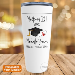 Masters Degree Graduation Gift For Her Him, Mastered It 2024 Tumbler, Graduation Master's Degree MBA Gift Graduate Class Personalized G090