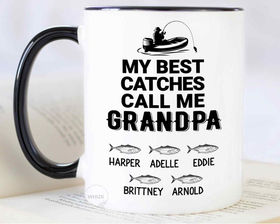 Grandpa Fishing Gifts for Grandpa Fishing Mug With Grandkids Names, Grandpa  Fathers Day Gift From Granddaughter Dad Personalized Cup M761 