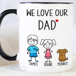 Dad Gift For Dad Birthday Gift For Dad Mug Fathers Day Gift From Daughter Son Kids, Funny Dad Christmas Coffee Cup Personalized Stick M503