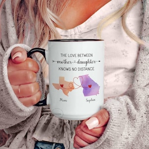 Mother Daughter Long Distance State To State Mug, Mother Daughter Gift Mothers Day Mug Gift From Mom And Daughter Map Cup Personalized P558 image 10