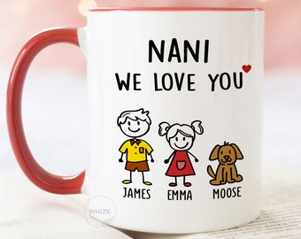 Nani Gift For Nani Mug, Personalized Nani Birthday Gift, Mothers Day Gift From Granddaughter, Indian Grandma Coffee Mug Cup Stick M654