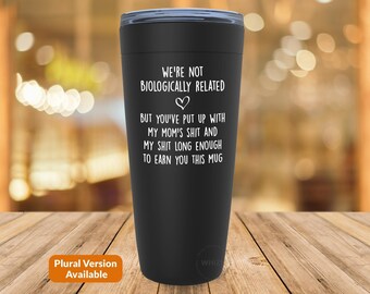 Step Dad Gift For Step Dad Tumbler, Bonus Dad Fathers Day Gifts From Daughter Son Kids Stepdad Birthday Travel Mug Christmas Coffee Cup G114