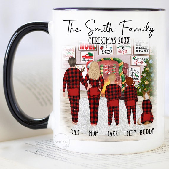 Family Matching Reindeer Mugs for Christmas Holiday, Personalized Mugs for Dad, Mom, Son, Daughter, 11 oz from BluChi