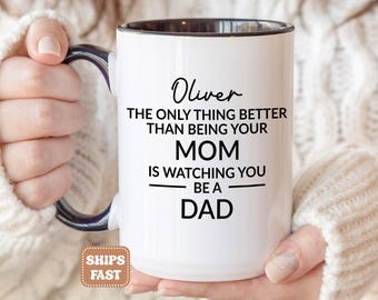 Mug, cadeau pour la première fois d'un fils pour la fête des pères, tasse pour papa personnalisée P680 J