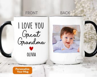 Great Grandma Mug Great Grandma Photo Mug Great Grandma Gift Promoted To New Great Grandparent Personalized Mothers Day Grandmother Cup P584