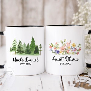New Aunt Uncle Mug Set Est 2025, Promoted To Aunt And Uncle Pregnancy Announcement Gift, First Time Aunt Mug, Auntie Gift From Baby Cup M971