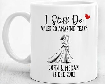20 Year Anniversary Mug, 20th Anniversary Gifts For Husband Couple Wife, Personalized Wedding Anniversary China Platinum Cup I Still Do M146