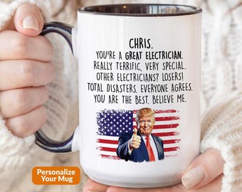 Electrician Mug, Electrician Gift For Electrician Coffee Mug, Personalized Electrician Cup, Funny Electrician Fathers Day Gift Birthday P474
