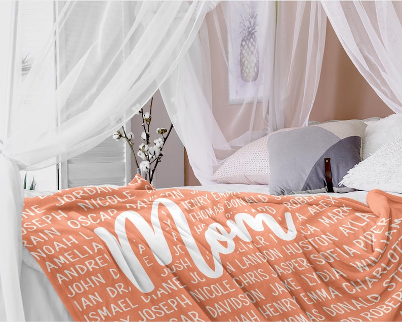 Mom Birthday Gift For Mom Blanket, Personalized Mothers Day Gift From Daughter Son Kids Names, Mom Gift, Mommy Throw Blanket Christmas B072 image 10