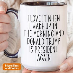 President Trump Mug, I Love It When I Wake Up Morning And Trump Is President 2025, Funny Trump Merch Merchandise Trump Coffee Mug Cup P439