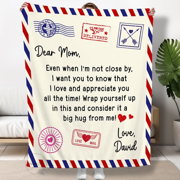 Mom Gift Letter To My Mom Blanket Mothers Day Gift From Son Mom Birthday Gift For Mommy Personalized Xmas Dad Daughter Airmail Throw B339