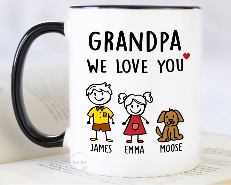 Grandpa Gift For Grandpa Mug, Fathers Day Gift From Granddaughter Grandkids Grandpa Birthday Coffee Mug Father In Law Personalized Stick Cup 