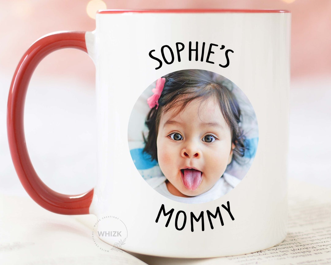 Mom Mug With Kids Names, Mom Gift for Mom Birthday Gift, Personalized Baby Face Mug Girl Boy