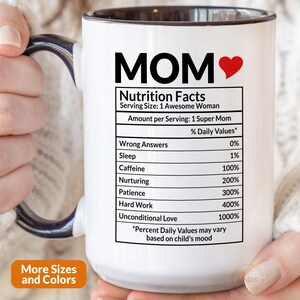Mom Gifts From Daughter Son, Mom Nutrition Facts Mug, Mothers Day Gifts, Mom Mug, Funny Mom Birthday Gift For Mommy Mama Coffee Cup M430