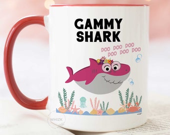 Gammy Mug For Gammy Gifts, Gammy Shark Coffee Mug Funny Gammy Dear Grandmother Mothers Day Gift From Granddaughter Grandson Kids Cup XSK0113