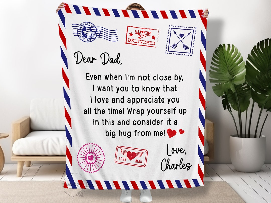 Dad Gift Letter to My Dad Airmail Blanket Fathers Day Gift From Son Dad