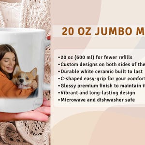 Extra Large Mug, Custom 20oz Mug, Personalized Oversized Coffee Mug Customized Jumbo 20 oz Big Cup With Text Photo Mug Dad Grandpa Gift P440 image 5