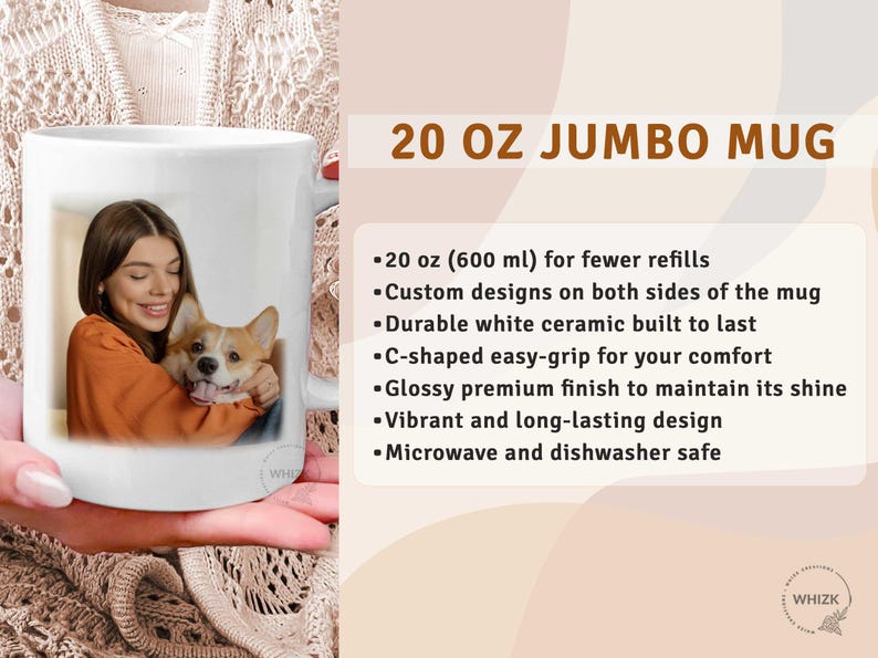 Extra Large Mug, Custom 20oz Mug, Personalized Oversized Coffee Mug Customized Jumbo 20 oz Big Cup With Text Photo Mug Dad Grandpa Gift P440 image 5