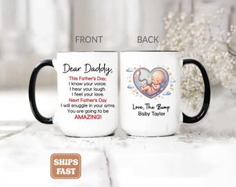 Daddy To Be Fathers Day Gift From Baby Bump, Personalized Expecting Dad Mug, Pregnancy Gift For Husband, Sonogram Ultrasound Cup P692 J