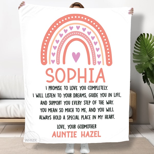 Goddaughter Gifts From Godmother Godfather, God Daughter Baby Blanket, Personalized Baptism Gift Girl, Christening Gifts Godchild Throw B260