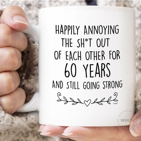 60th Year Marriage Gift 60th Wedding Anniversary Mug Set For Couple   2-Pack 11oz Ceramic Mr & Mrs Mugs, Gift For Parents, Diamond Anniversary  Personalized Couple Mug Gift