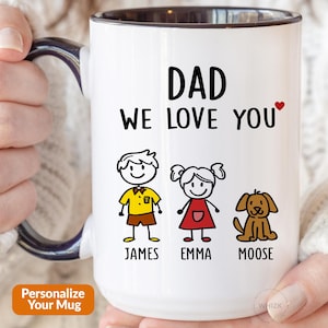 Dad Gift For Dad Birthday Gift, Dad Mug, Fathers Day Gift From Daughter Son Kids Wife Dad Christmas Gift Funny Coffee Cup Personalized Stick