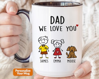 Dad Gift For Dad Birthday Gift, Dad Mug, Fathers Day Gift From Daughter Son Kids Wife Dad Christmas Gift Funny Coffee Cup Personalized Stick