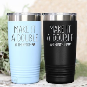 Regalo para mamá de gemelos, vaso para mamá de gemelos, regalo para el Día de la Madre, taza para mamá de gemelos, el mejor regalo para una nueva mamá de gemelos, taza de café de viaje de 20 oz T206B