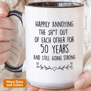 50th Anniversary Gifts For Parents Couples Grandparents, 50th Anniversary Mug 50 Year Wedding Anniversary Gold Anniversary Party Cup M1V0050