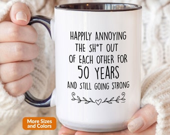 50th Anniversary Gifts For Parents Couples Grandparents, 50th Anniversary Mug 50 Year Wedding Anniversary Gold Anniversary Party Cup M1V0050