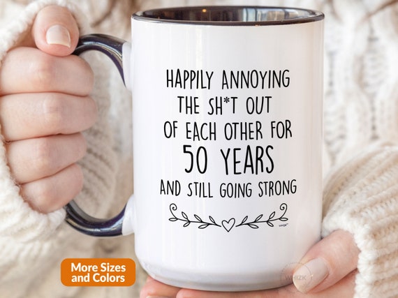 50th Anniversary Gifts For Parents Couples Grandparents, 50th Anniversary Mug 50 Year Wedding Anniversary Gold Anniversary Party Cup M1V0050
