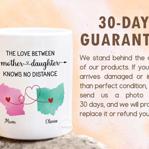 Mother Daughter Long Distance State To State Mug, Mother Daughter Gift Mothers Day Mug Gift From Mom And Daughter Map Cup Personalized P558 image 8
